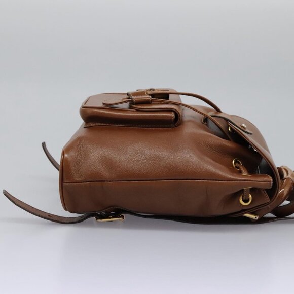 GUCCI Bamboo Backpack Leather Brown Gold Auth bs23503 - Picture 5 of 16